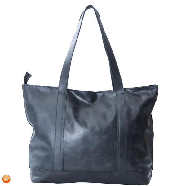 Black Handcrafted Leather Tote - Bargain Love
