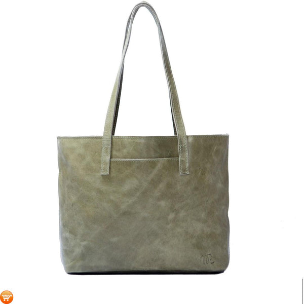 Green Handcrafted Leather Tote - Bargain Love