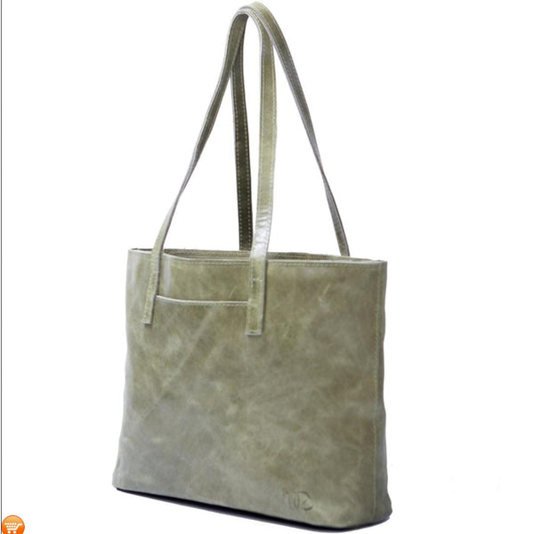 Green Handcrafted Leather Tote - Bargain Love