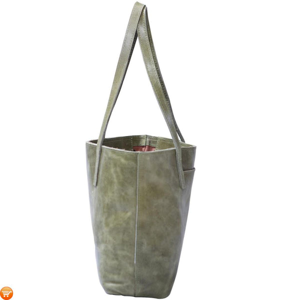 Green Handcrafted Leather Tote - Bargain Love