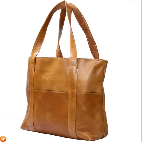 Tan Handcrafted Leather Tote - Bargain Love