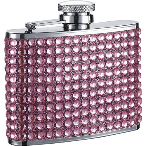 Kylie 4oz Pink Bling Stainless Steel Hip Flask - Bargain Love