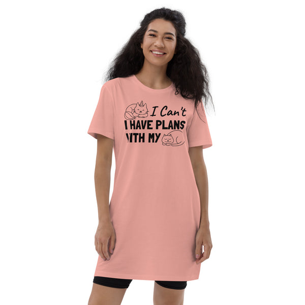 "I Can't I Have Plans With My Cat" Organic cotton t-shirt sleep dress