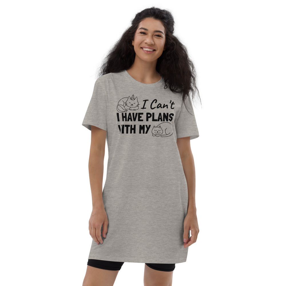 "I Can't I Have Plans With My Cat" Organic cotton t-shirt sleep dress